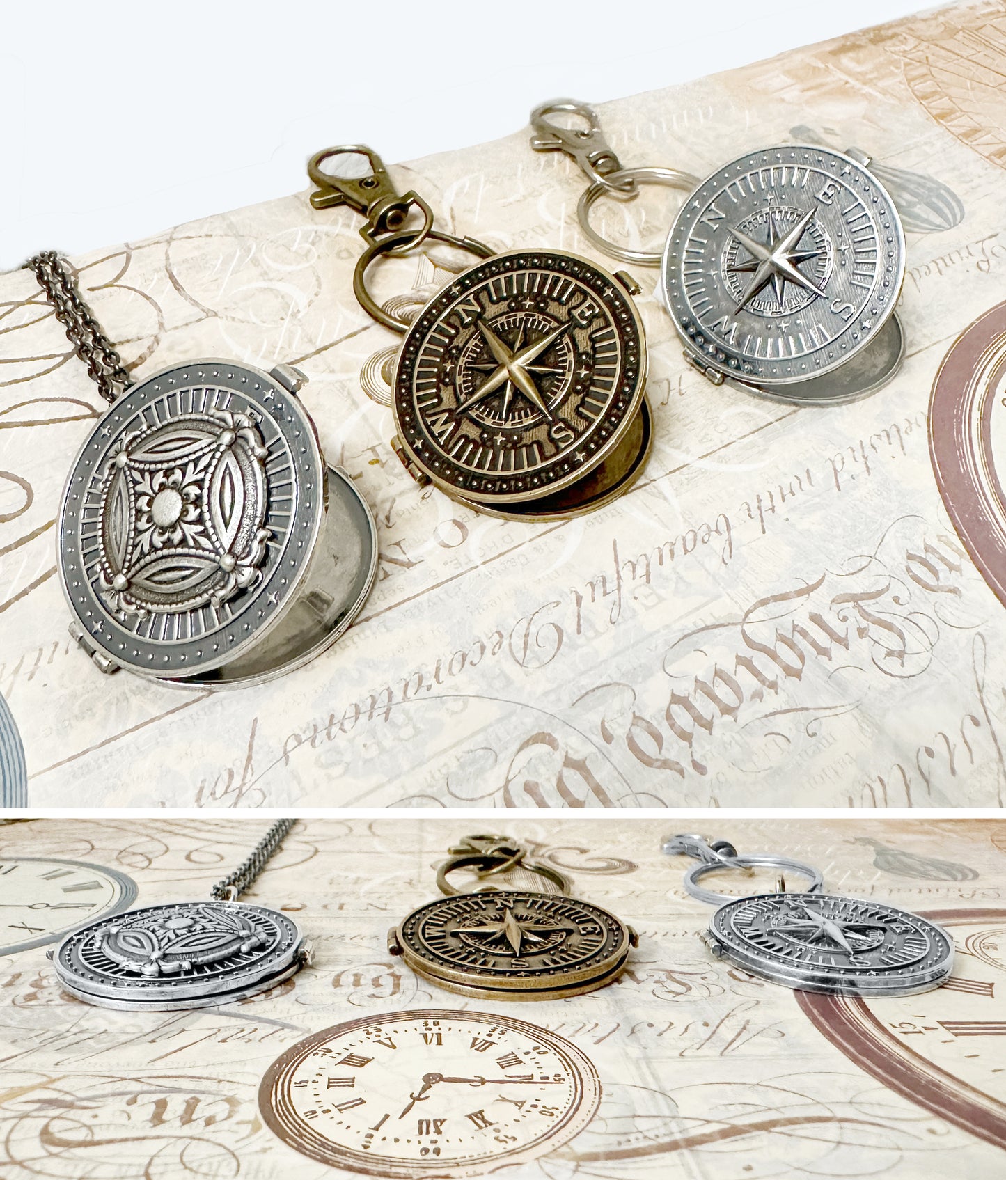 Keychain Locket / Locket Keychain / Mens Locket / Compass Keychain / Photo Locket / Grandpa Gift / Dad Gift / Custom Locket / Compass Locket