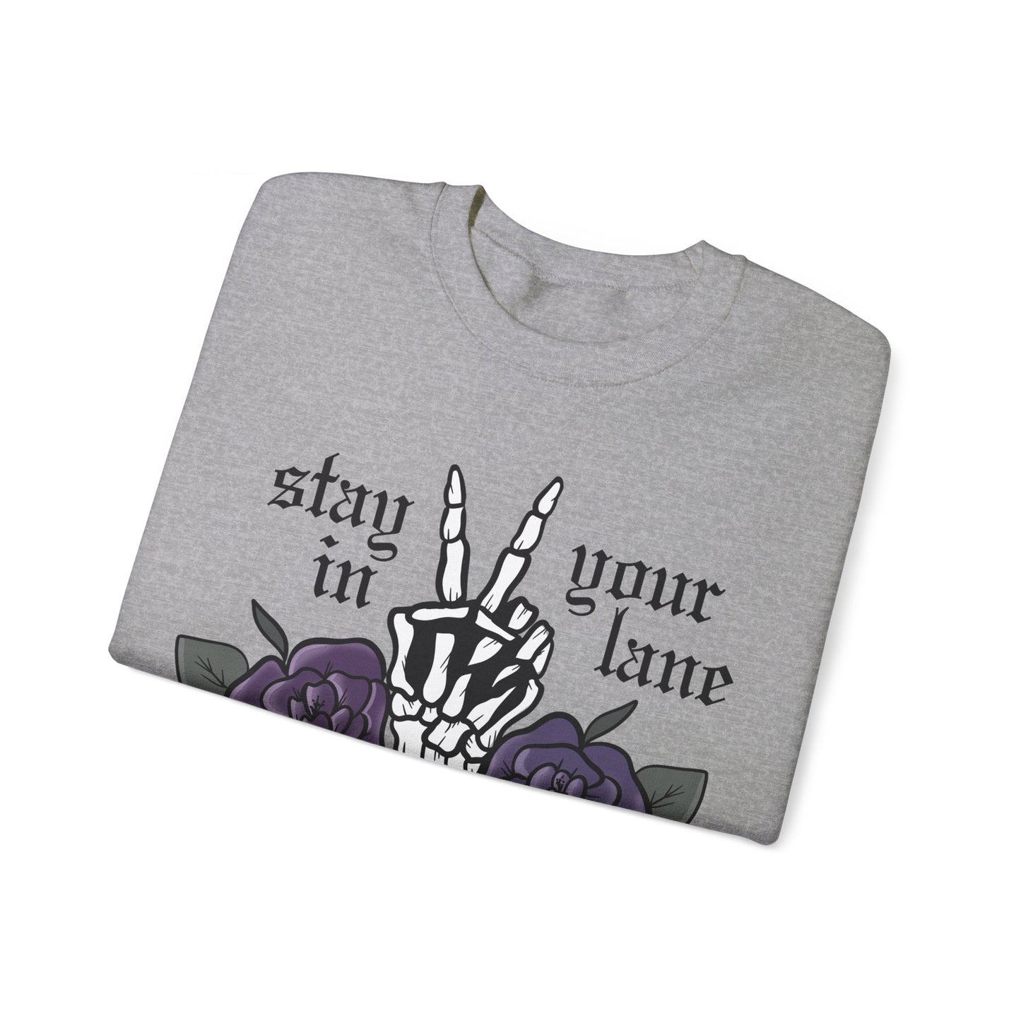 Skeleton Peace Sign Stay in your Lane Gothic Tattoo Style Cottagegoth Dark Cottagecore Flowers Whimsigoth Boho Vintage Sweatshirt