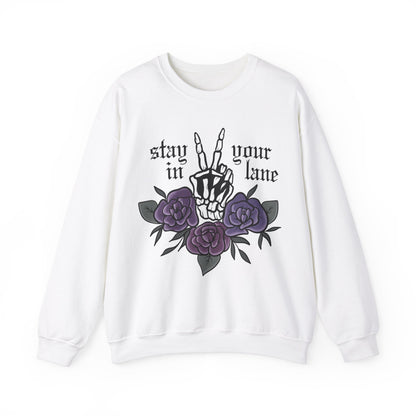 Skeleton Peace Sign Stay in your Lane Gothic Tattoo Style Cottagegoth Dark Cottagecore Flowers Whimsigoth Boho Vintage Sweatshirt