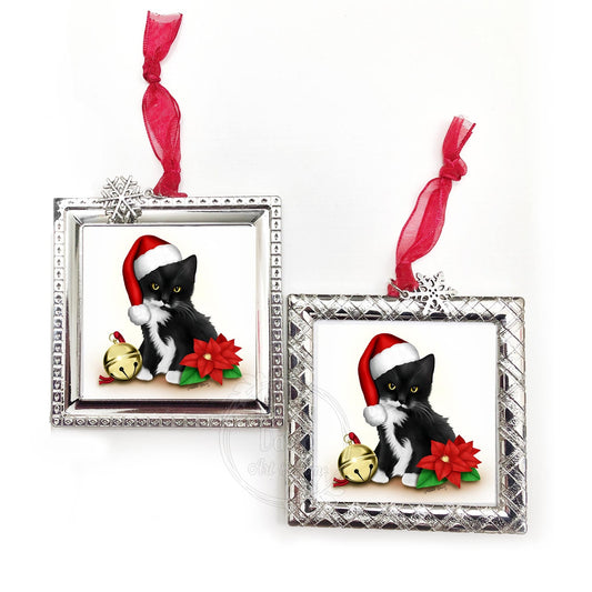 Tuxedo Cat Ornament / Personalized Cat Ornament / Cat Ornament / Cat Lovers Gift / Santa Cat Ornament / Santa Claws / Tuxedo Ornament