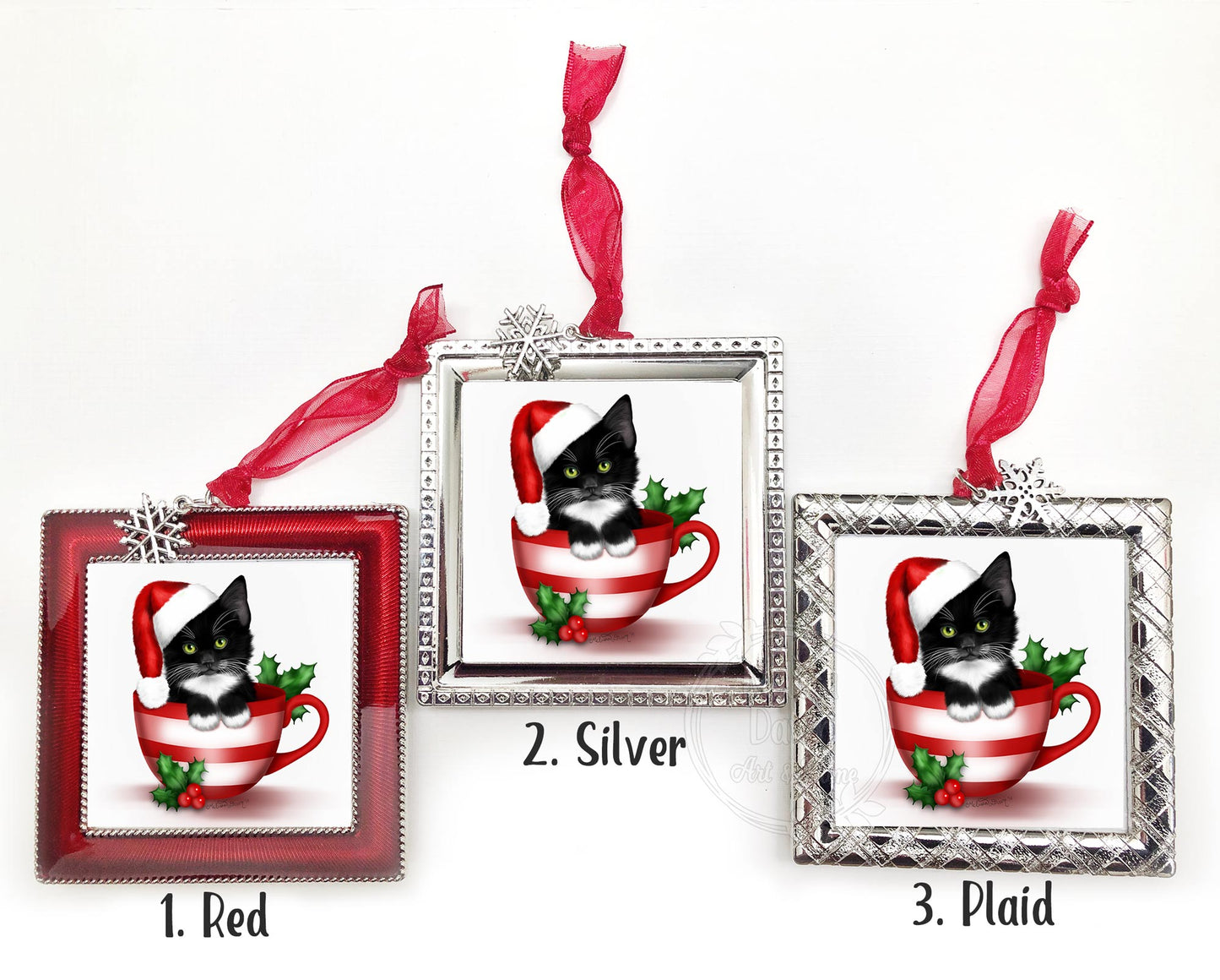 Tuxedo Cat Ornament / Tuxedo Cat Christmas Ornament / Black and White Cat / Custom Cat Ornament / Cat Ornament / Cat Lovers Gift / Santa Cat Ornament / Tuxedo Ornament