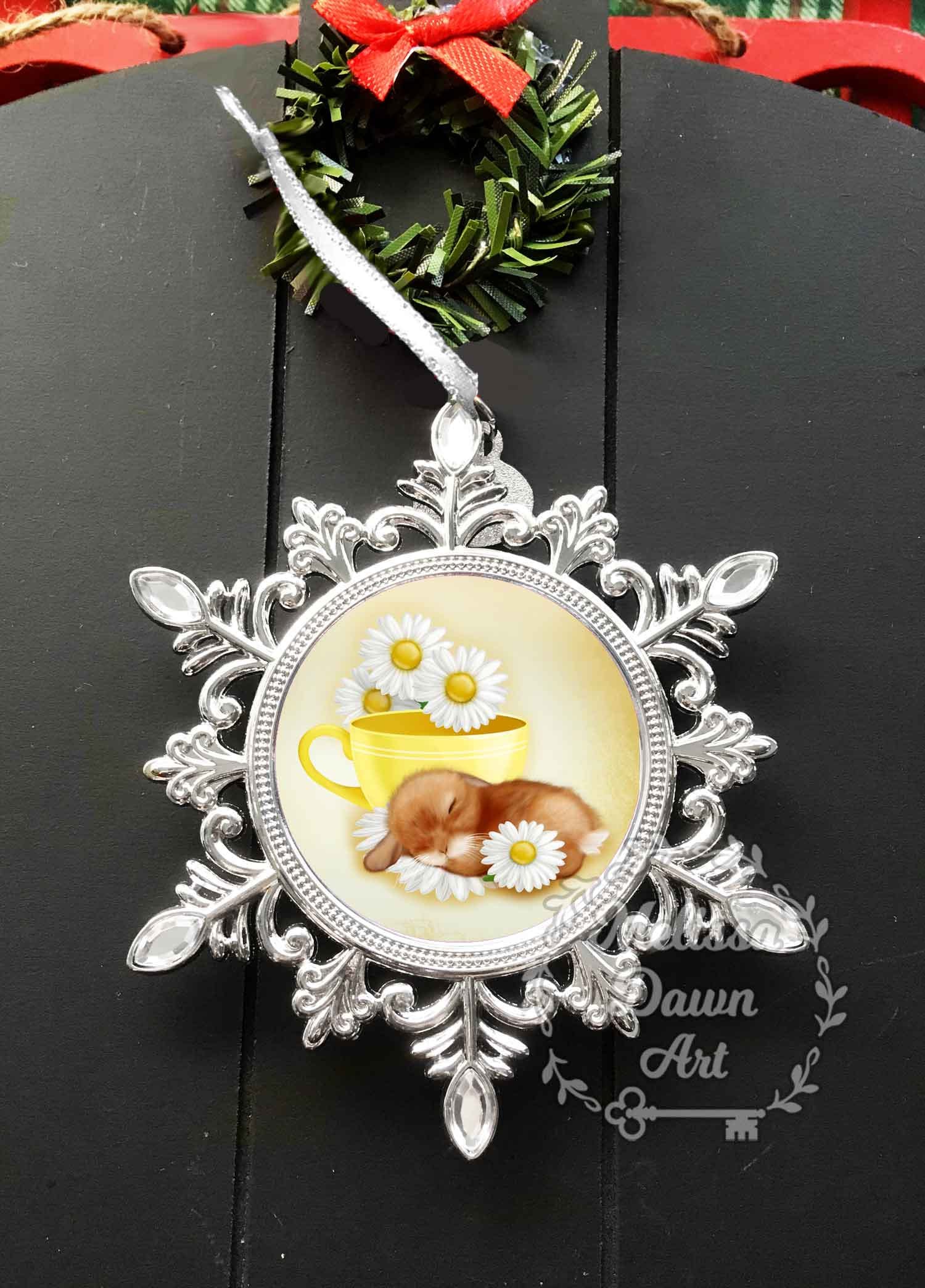 Custom Bunny Ornament / Tea Ornament / Lop Ornament / Christmas Ornament / Custom Rabbit Ornament / Chamomile Tea Bunny / Lop Bunny Rabbit