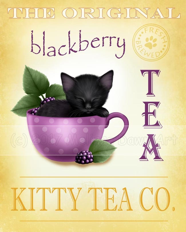 Black Cat / Cat Jewelry / Tea Jewelry / Black Cat Locket / Sleeping Cat / Cat Locket / Kitten Locket / Cat in Cup /Blackberry Tea Kitten