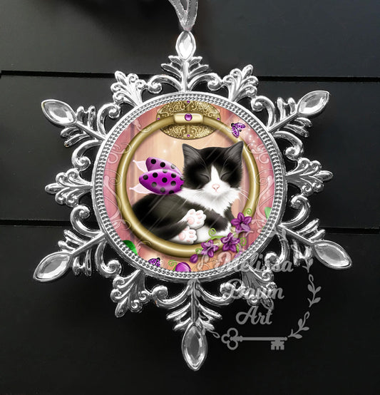Tuxedo Cat Ornament / Personalized Cat Ornament / Cat Ornament / Cat Lovers Gift / Cat Memorial Ornament / Custom Cat / Tuxedo Ornament