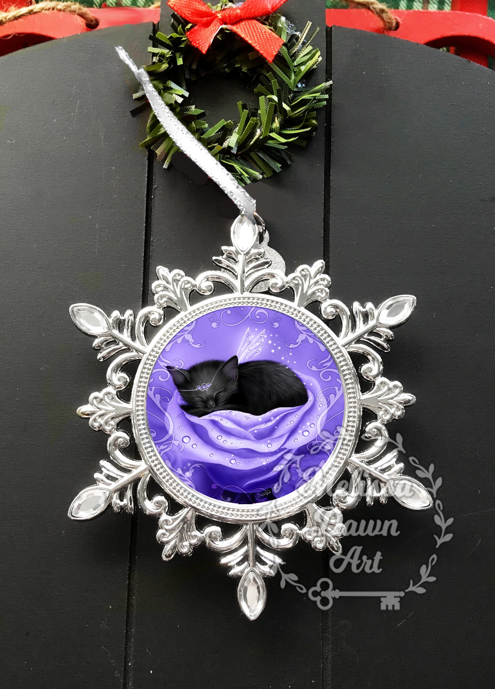 Christmas Ornament / Purple Ornament / Cat Christmas Ornament / Kitten Ornament / Royal Daydreams / Princess Cat / Snowflake Ornament