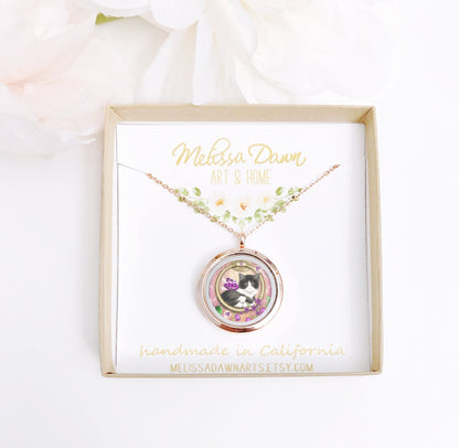 Cat Necklace / Calico Cat Jewelry / Cat Memorial Locket / Calico Cat Necklace / Cat Locket / Custom Cat Locket / Calico Cat / Gypsy Moon