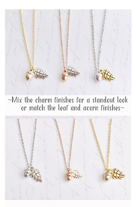 Acorn Jewelry / Acorn Necklace / Acorn Pendant / Dainty Necklace / Leaf Jewelry / Acorn/ Minimalist Necklace / Fall Wedding / Autumn Jewelry