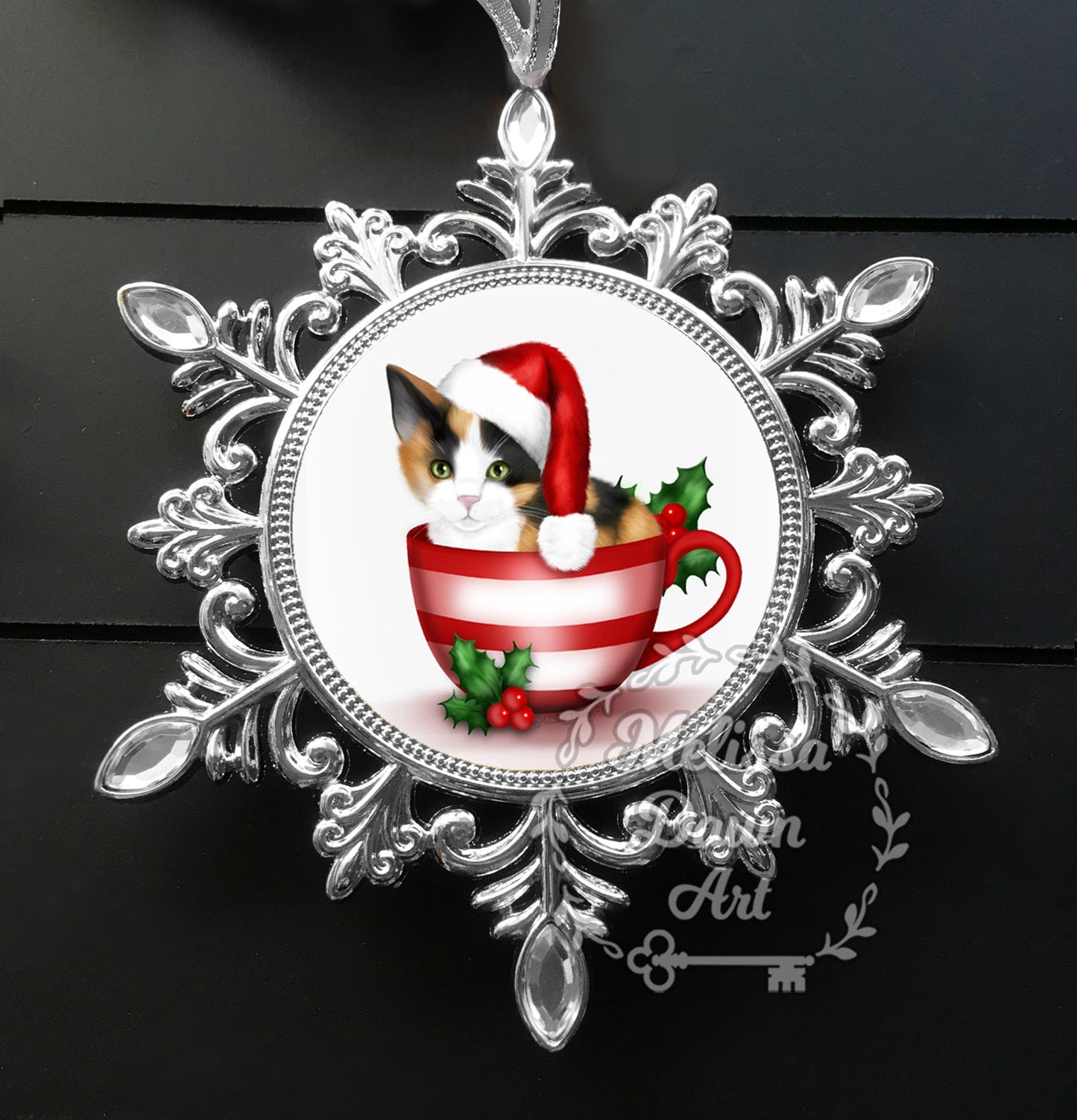 Christmas Ornament / Cat Ornament / Cat Christmas Ornament / Calico Cat Ornament / Cute Cat Ornament / Calico Cat Art / Calico Ornament