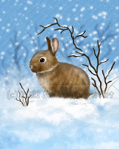 Rabbit Ornament / Custom Bunny Ornament / Snow Bunny Ornament / Personalized Bunny Ornament / Bunny in Snow / Brown Bunny / Brown Rabbit