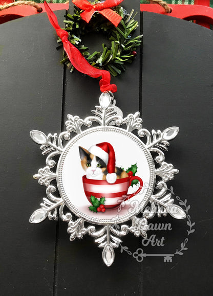 Christmas Ornament / Cat Ornament / Cat Christmas Ornament / Calico Cat Ornament / Cute Cat Ornament / Calico Cat Art / Calico Ornament
