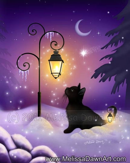 Christmas Ornament / Purple Ornament / Cat Christmas Ornament / Black Cat Ornament / Winter Twilight / Metal Ornament / Snowflake Ornament