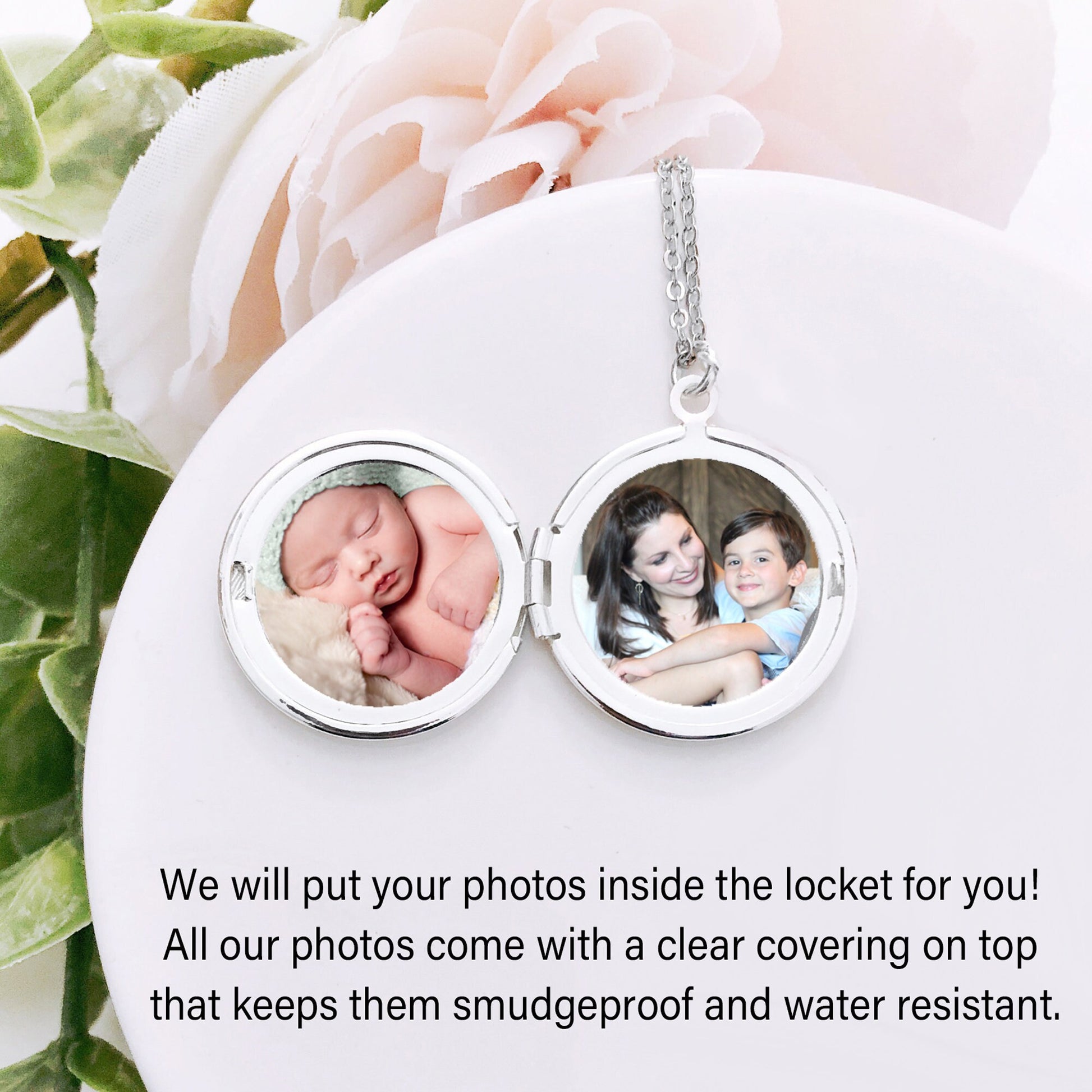 Locket Necklace / Locket / Flower Locket / Photo Locket / Custom Locket / Locket With Flower / Personalized Locket / Picture Locket