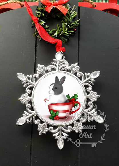 Dutch Bunny Ornament / Grey White Bunny / Dutch Bunny / Rabbit / Custom Bunny Ornament / White and Gray Bunny / Personalized Bunny Ornament