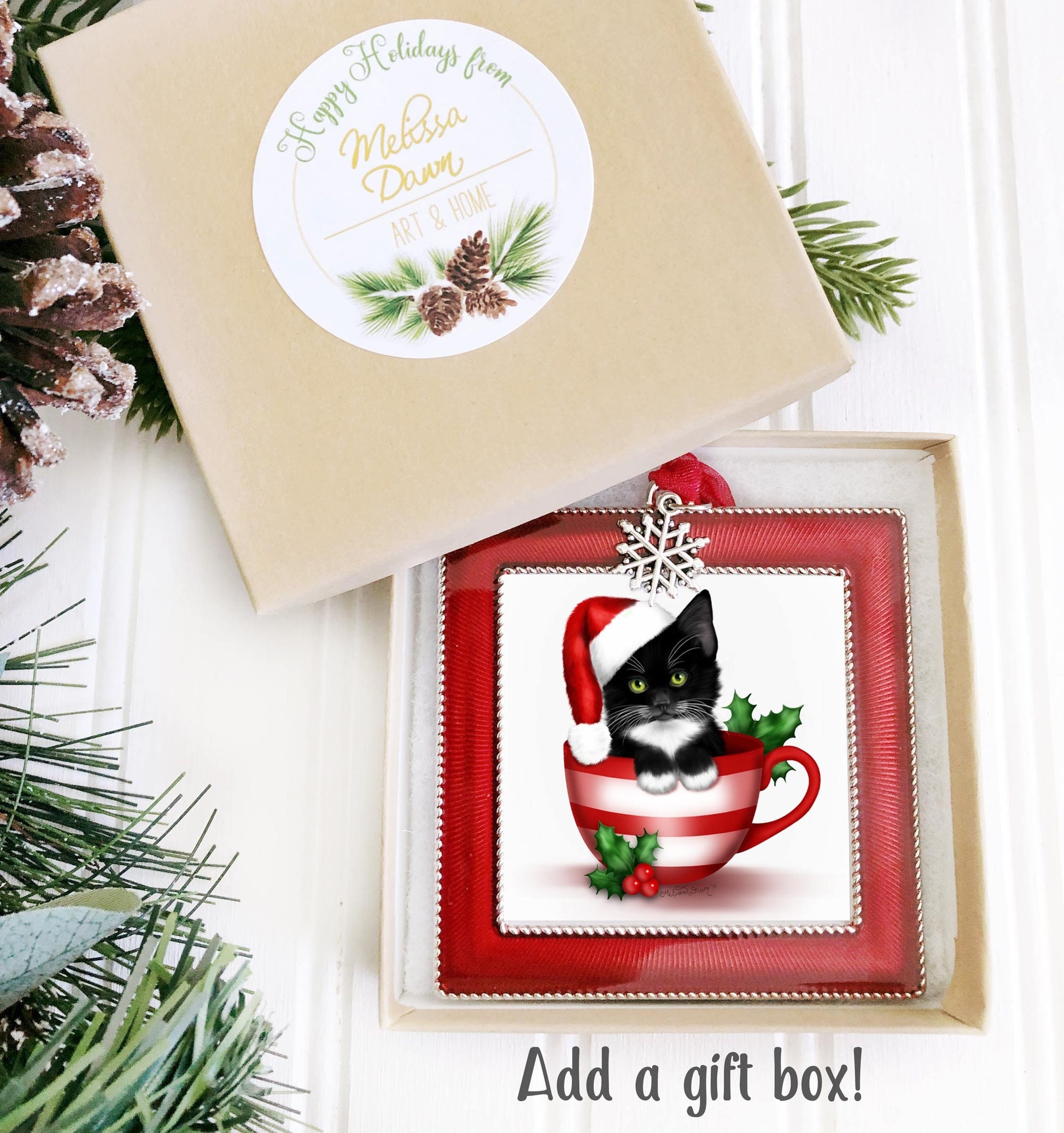 Grey Cat Ornament / Personalized Cat Ornament / Cat Ornament / Cat Lovers Gift / Santa Cat Ornament / Russian Blue Cat / Gray Cat Ornament