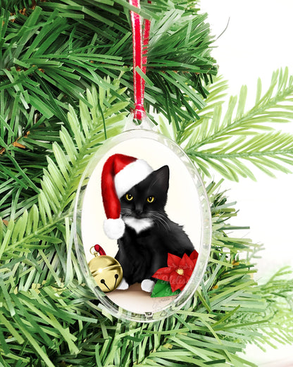 Santa Cat // Tuxedo Cat Ornament // Cat Lover Gift // Cat Ornament // Christmas Ornament / Santa Cat Ornament / Tuxedo Cat / Tuxedo Ornament
