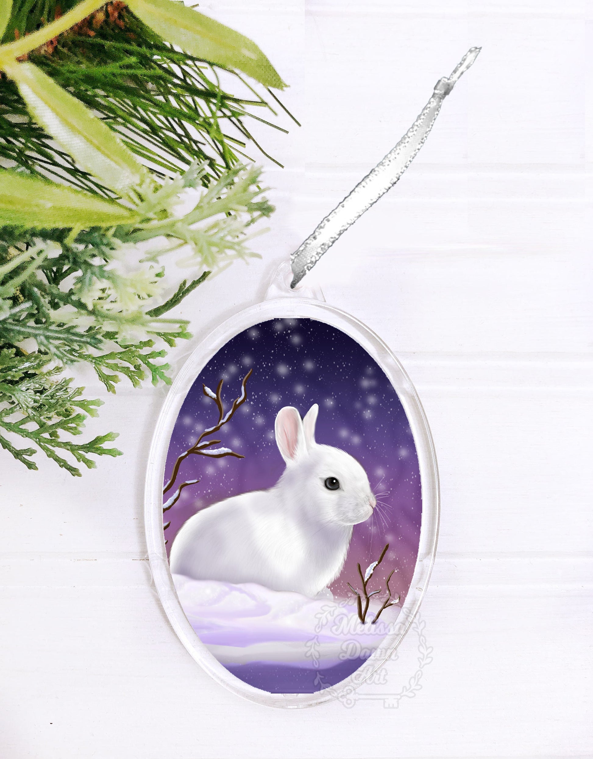 Bunny Ornament / Rabbit Ornament / White Rabbit / Bunny Gift / White Bunny Ornament / Bunny Christmas Ornament / Custom Bunny Ornament