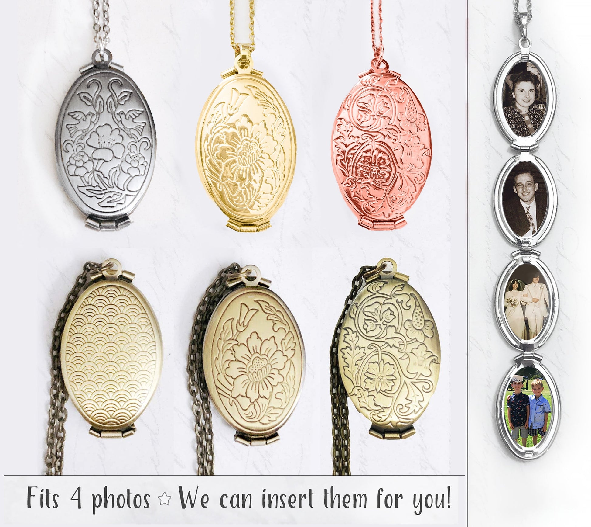 Locket With 4 Photos / 4 Pictures in Locket / Custom Photo Locket / Gift for Mom / Mother's Day Gift / Picture Locket / 4 Photo Locket