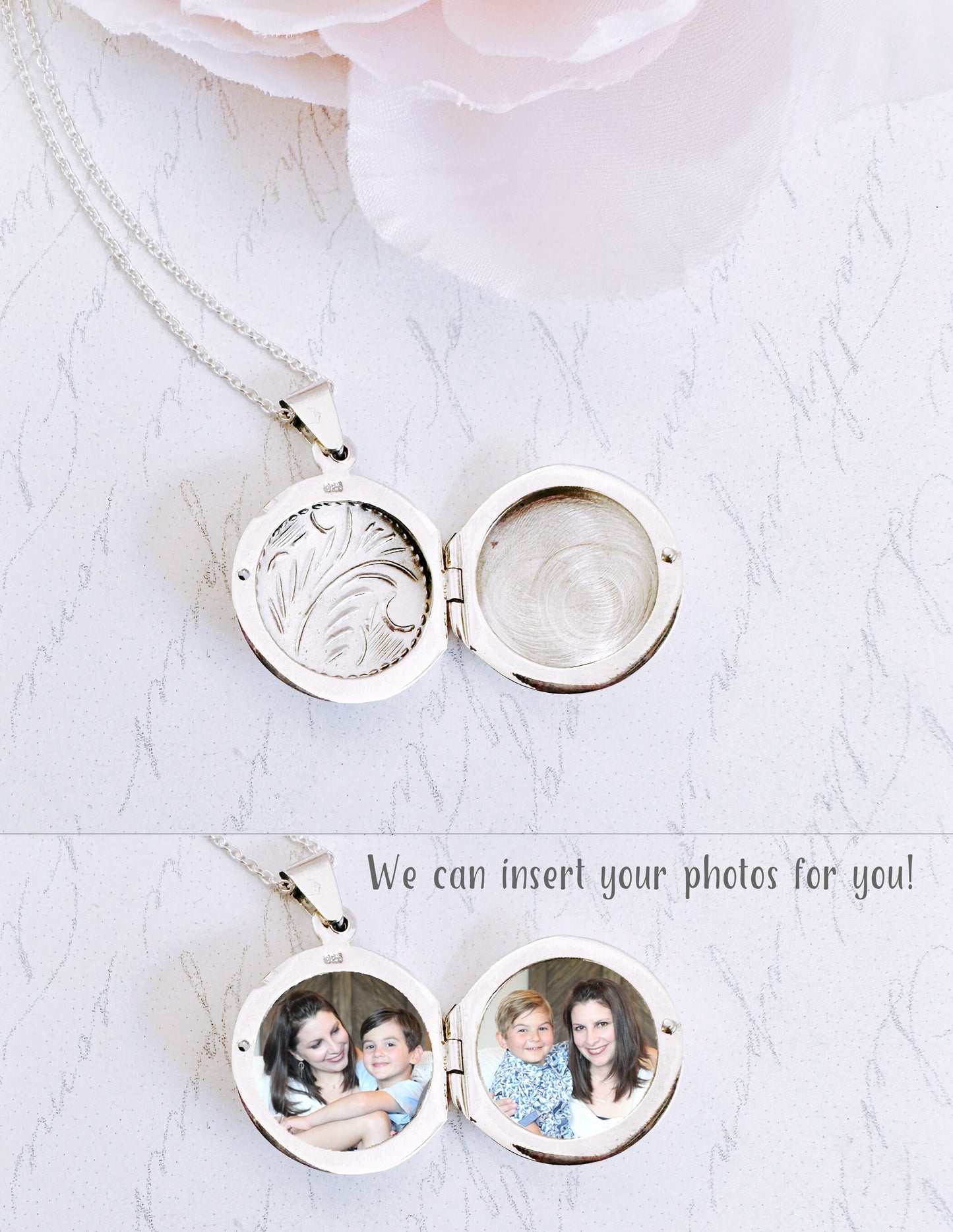 Sterling Silver Locket / Sterling Locket Necklace / Flower Locket / Photo Locket / Dainty Locket / Personalized Locket / Picture Locket