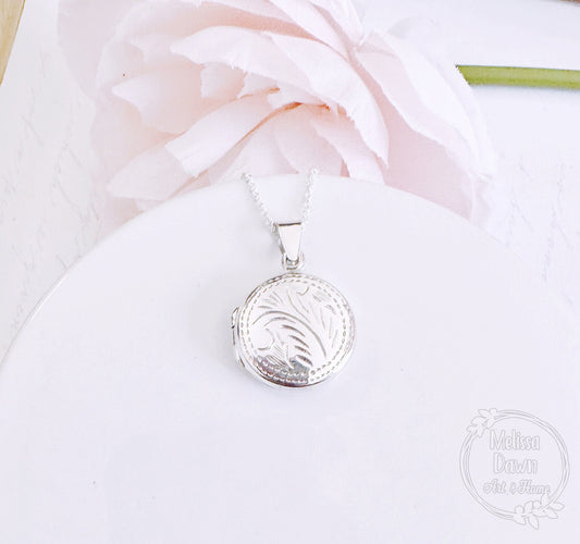 Sterling Silver Locket / Sterling Locket Necklace / Flower Locket / Photo Locket / Dainty Locket / Personalized Locket / Picture Locket