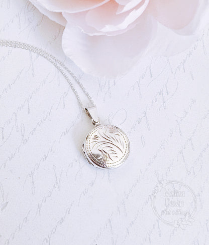 Sterling Silver Locket / Sterling Locket Necklace / Flower Locket / Photo Locket / Dainty Locket / Personalized Locket / Picture Locket