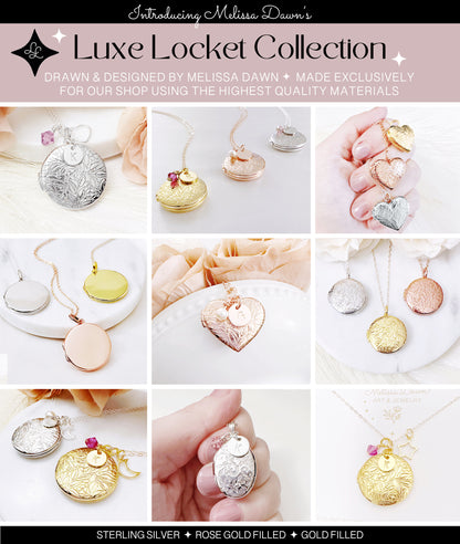Small Locket / Rose Gold Filled Locket / Flower Locket / Locket Necklace/ Memorial Locket Necklace / Round Locket / Photo Locket / Locket