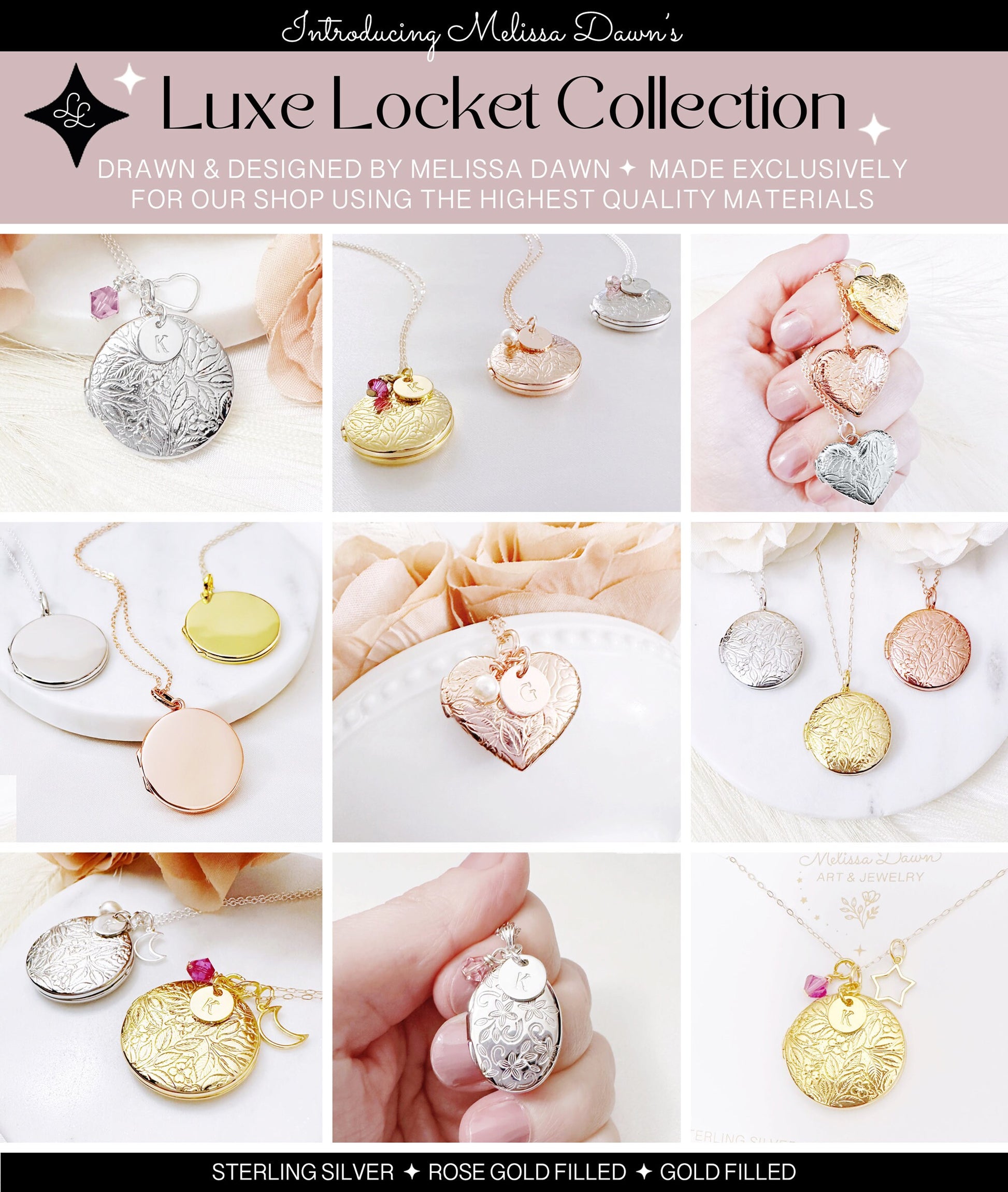 Moon Locket / Locket With Moon Charm / Pearl Locket / Sterling Locket / Locket and Moon Charm / Gold Filled Locket Necklace / Photo Locket